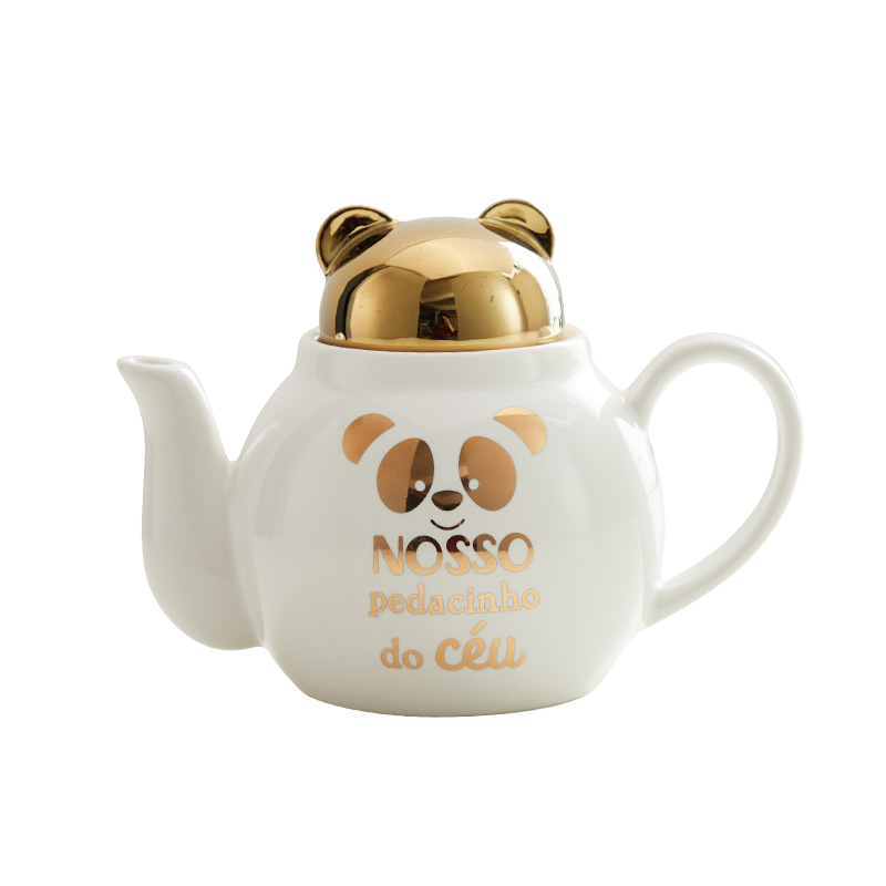 Lindo de dibujos animados Flor de cerámica juego de té imprimible logo Amazon dedicado Panda juego de té taza juego de regalo traje