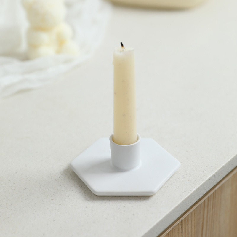 Inswind decoraciones de mesa de cerámica poligonal moderna decoración retro negro y blanco decoración de mesa de vela