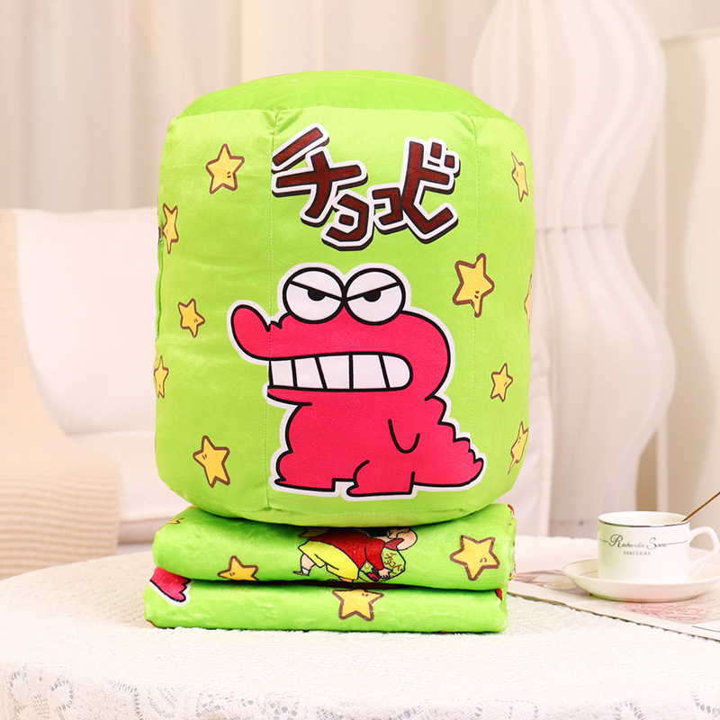 귀여운 만화 비스킷 작은 새 베개 담요 투인원 이중 사용 낮잠 에어컨 담요 자동차 쿠션 담요