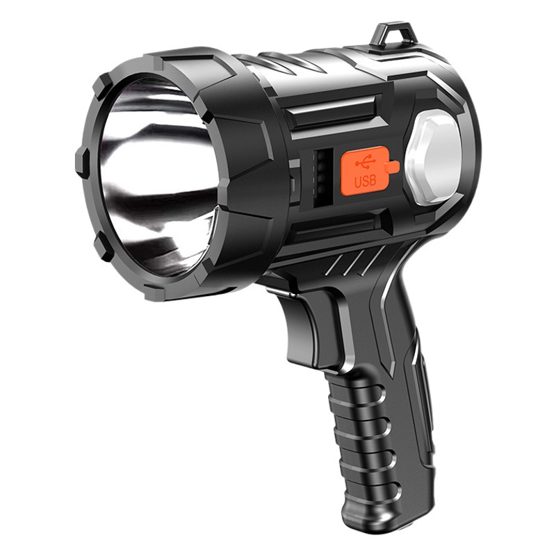 Transfronterizo nuevo reflector multifunción LED fuerte pistola de luz de mano linterna al aire libre luz de emergencia de tres colores de atenuación