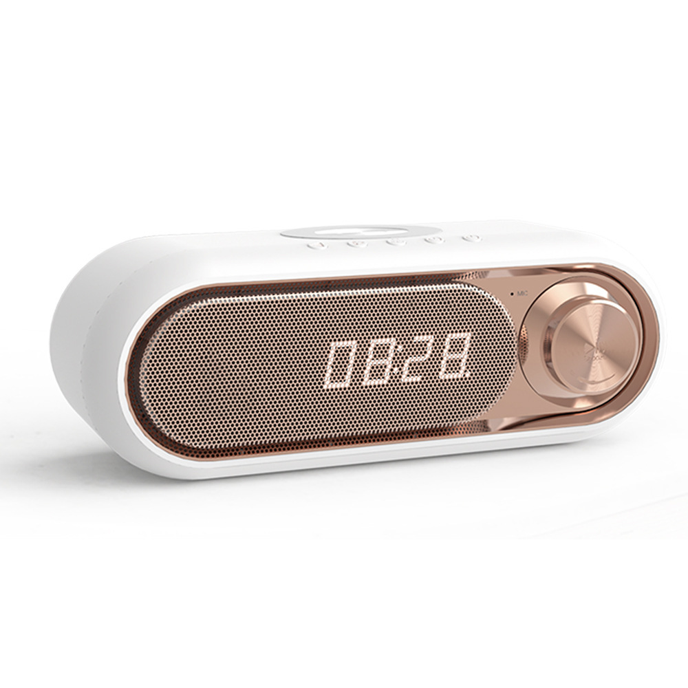Amazon modelo privado cargador inalámbrico de cabecera de carga inalámbrica de audio LED reloj de alarma de audio Bluetooth altavoz