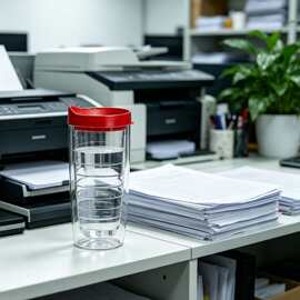 成人户外款双层透明吸管杯塑料咖啡杯螺纹内胆学生网红办公家用饮
