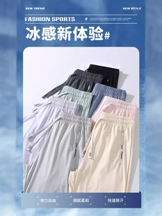 Sunscreen Ice Silk Pants Summer Unisex Ice Silk Pants Thin Breathable Sports Quick-drying Pants High Elastic Casual Pants