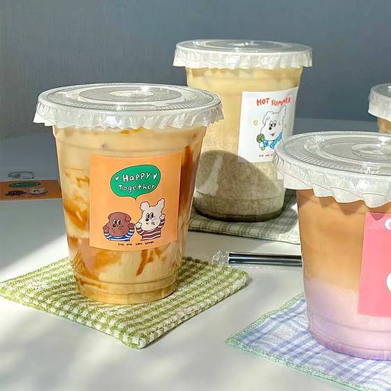Transparent Coffee Cup Disposable with Lid ins Popular Cold Drink Fat Milk Tea Cup Plastic Packaging Straight Cup