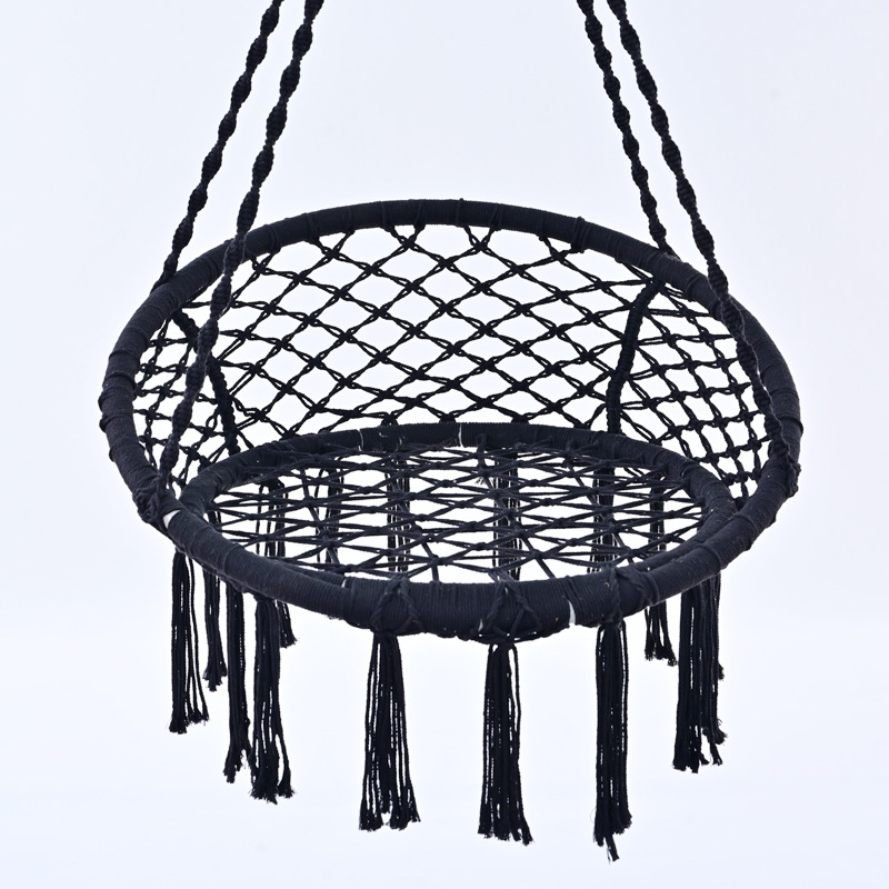 Ins nórdico columpio silla colgante celebridad de Internet Douyin interior y exterior balcón cuna tejido a mano con flecos asiento de canasta colgante