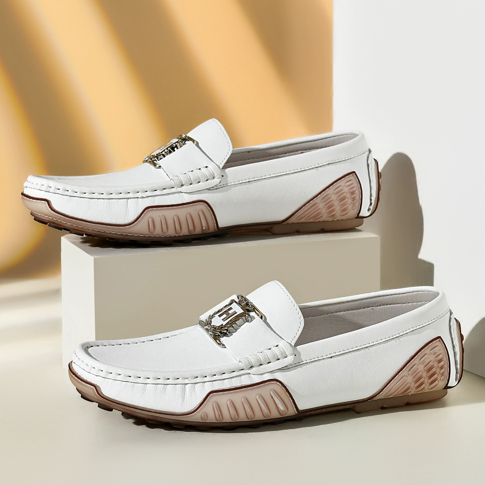 Летняя дышащая кожаная обувь из бобов, противоскользящая тенденция, повседневная кожаная обувь