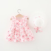Summer dress with sleeves sleevless, small princess costume with bow, sleevless dress, Korean style