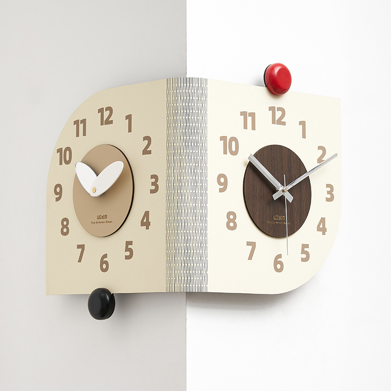 Wozoom Double-Sided Corner Wall Clock 2026 New Model Living Room Simple Corner Creative Clock Wall Decoration