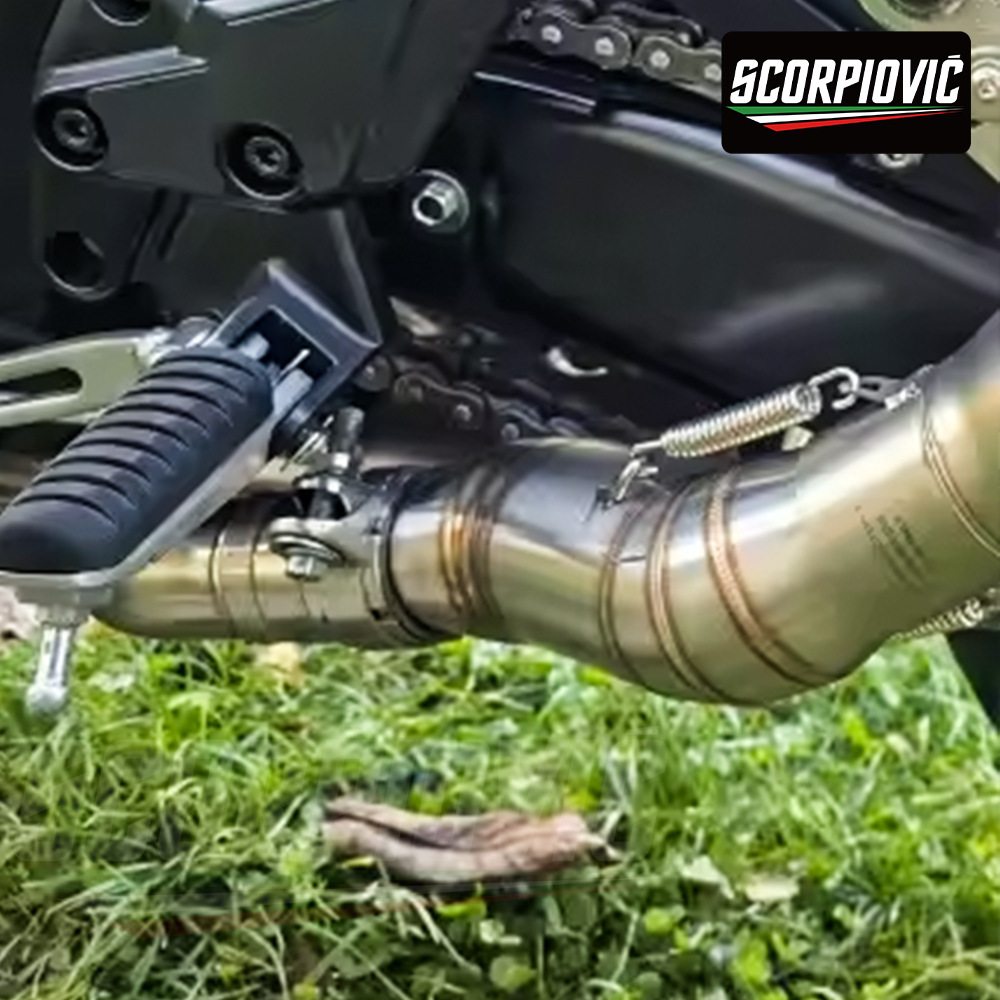 Z1000 stainless steel dual outlet mid-section exhaust pipe set SC barrel Scorpio AR tail section silencer, non-destructive installation