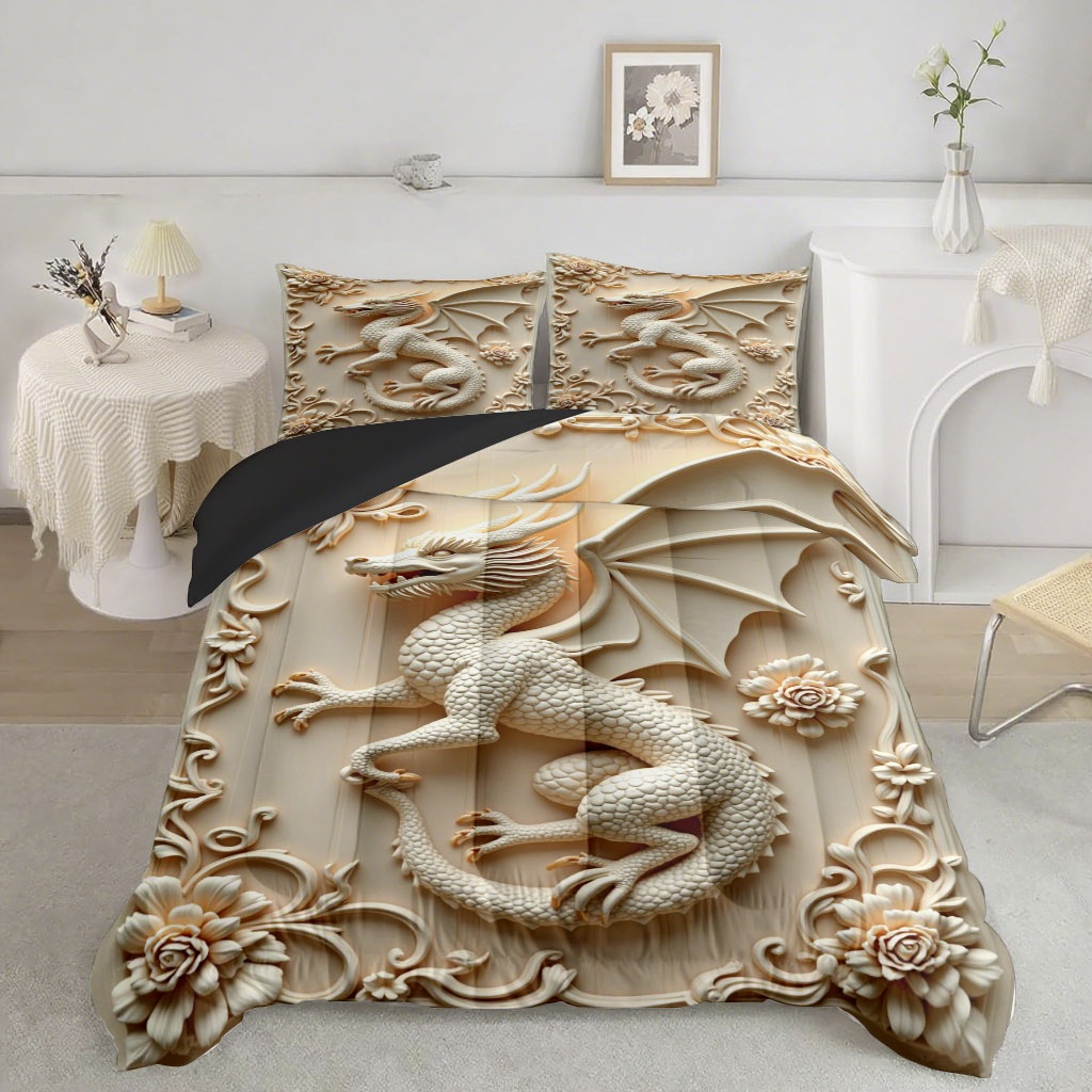 TEMU / JIT nuevo dragón totem impresión digital 180gms colcha colcha