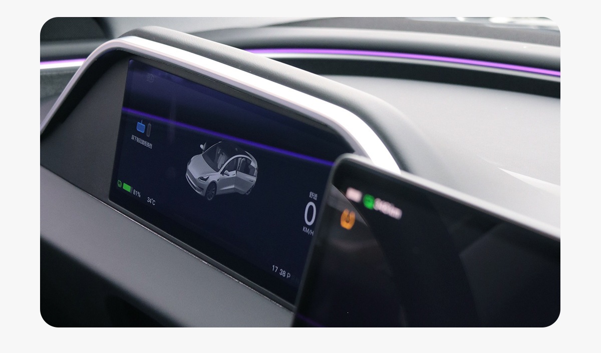 Suitable for Tesla Model 3, Model Y, and Model Yl Integrated Ambient Lighting with Carplay, Android, and Front Camera Instrument Panel