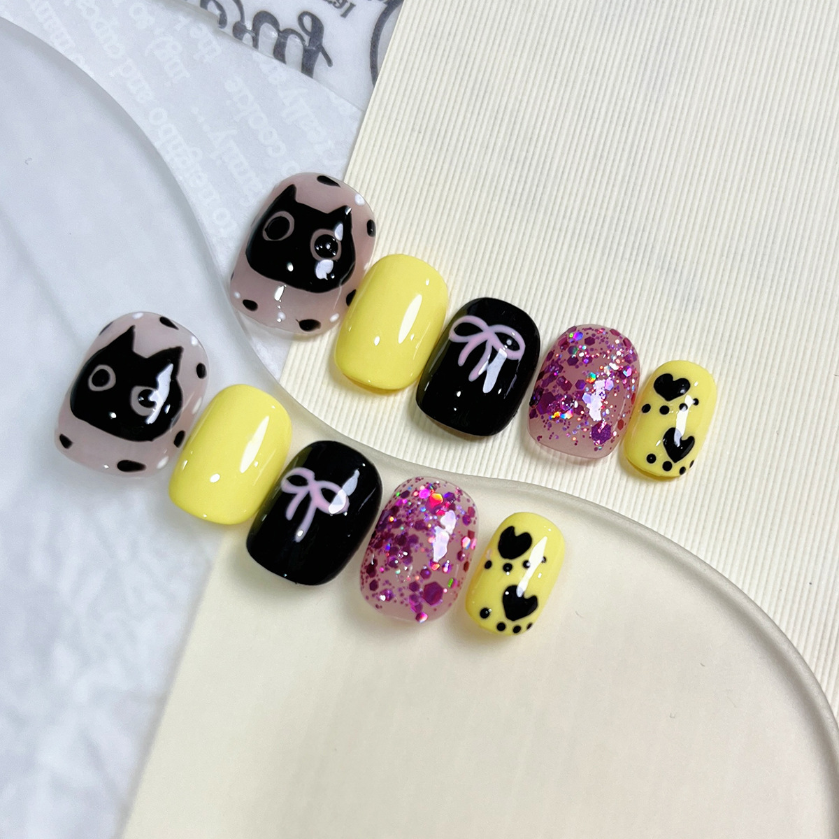 Manos de uso de uñas gradiente blush estereoscópio relieve manicure manicure falsa explosión pura lujo puro manicure