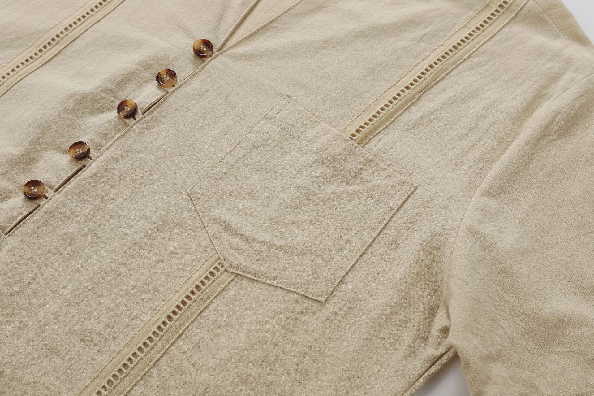 Men's Long-sleeve Patchwork Cotton-linen Coat With Pockets_voghion.com