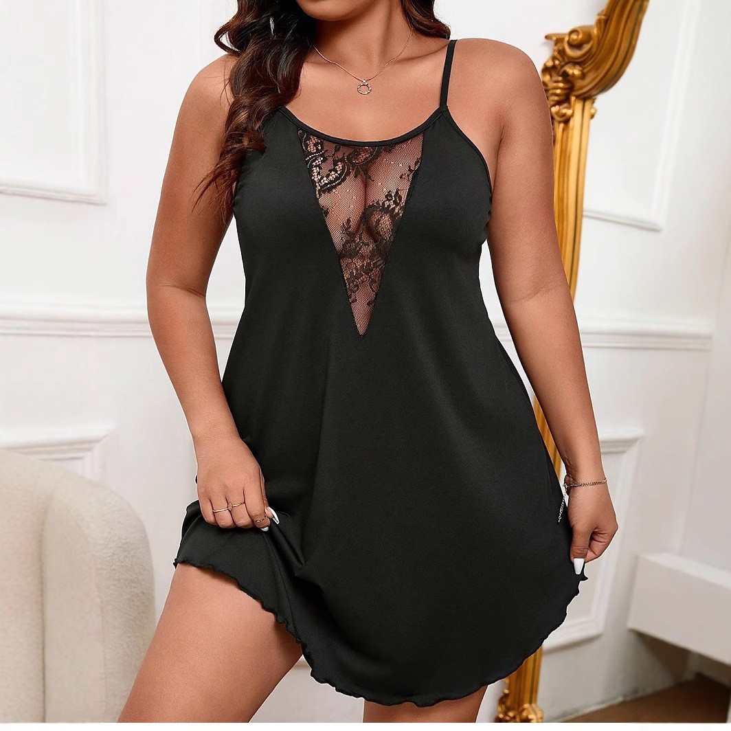 2025跨境外贸女士休闲睡衣夏季新款吊带连衣裙睡裙大码家居服