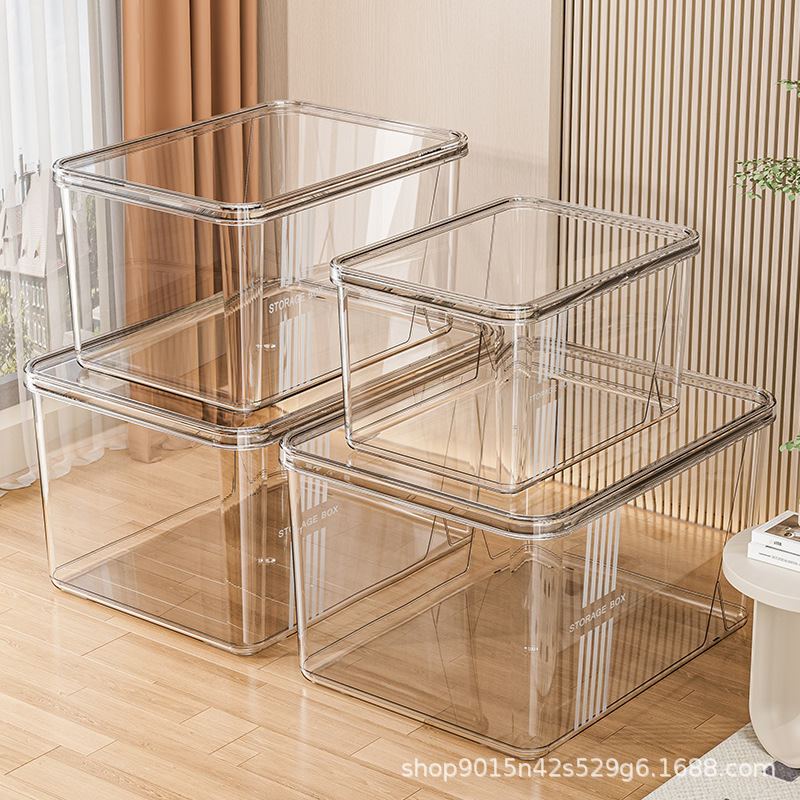 批发跨境专供亚克力透明收纳箱收纳整理储物箱子车载周转箱装书籍
