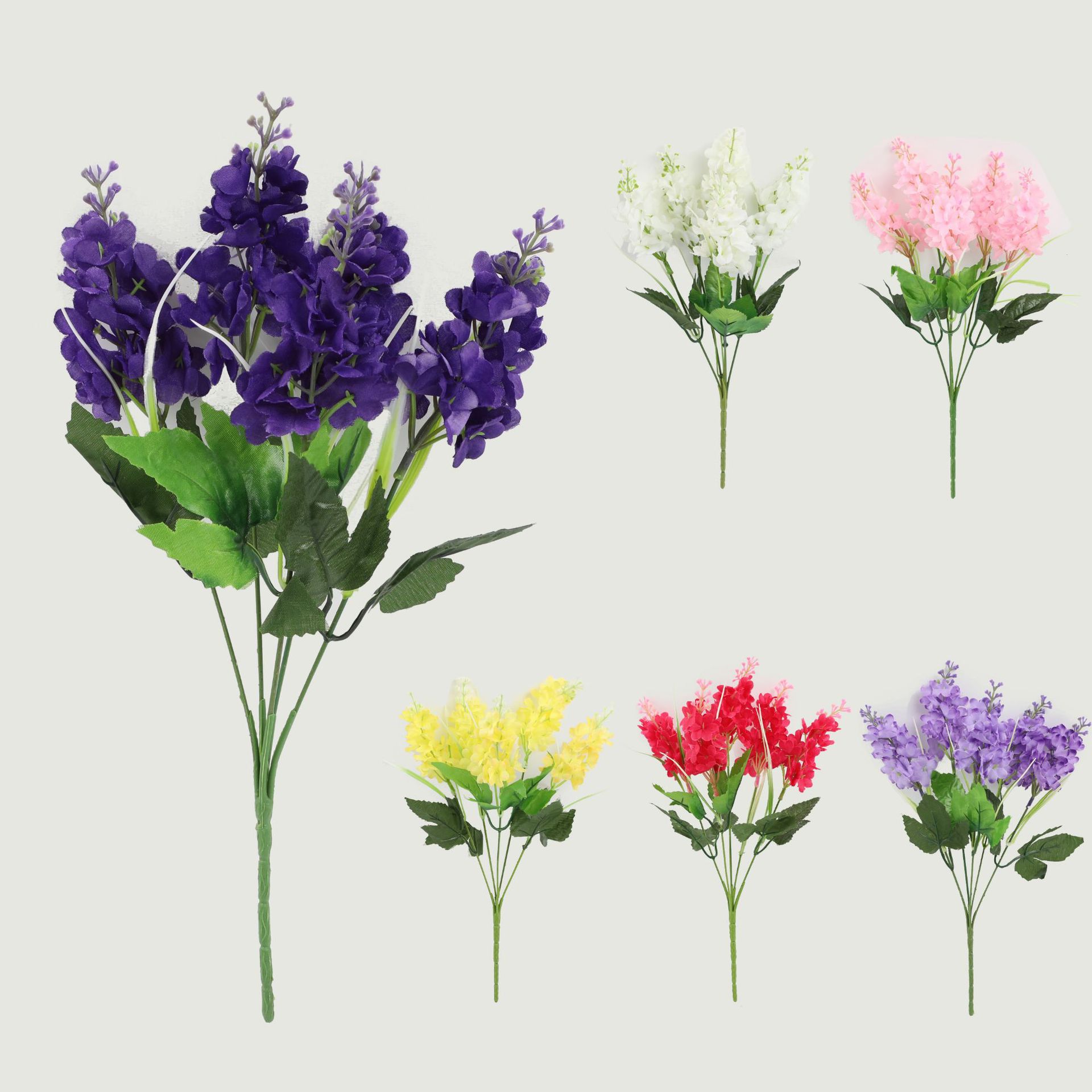 Artificial Flowers 5-Branch Hyacinth Lavender Decoration Restaurant Partition Flower Arrangement Fabric Silk Flowers Artificial Greenery Flowers