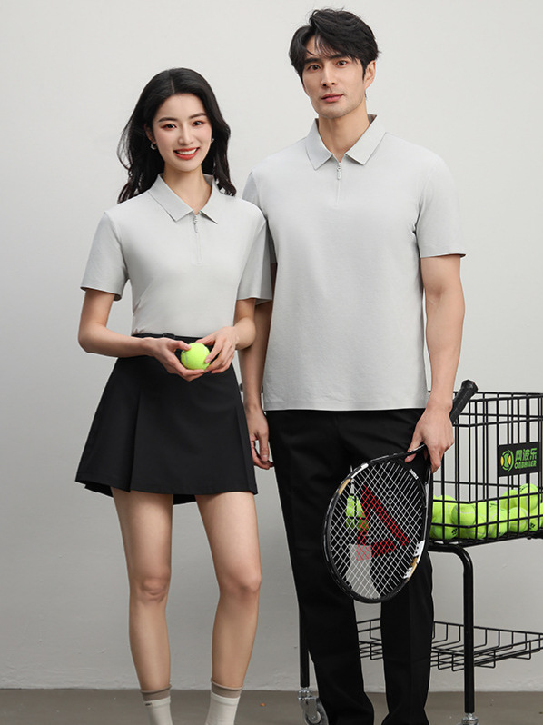 High-end sin marca semia cremallera ropa de trabajo polo camiseta personalizada camiseta de manga corta grupo de negocios exposición herramientas de oficina