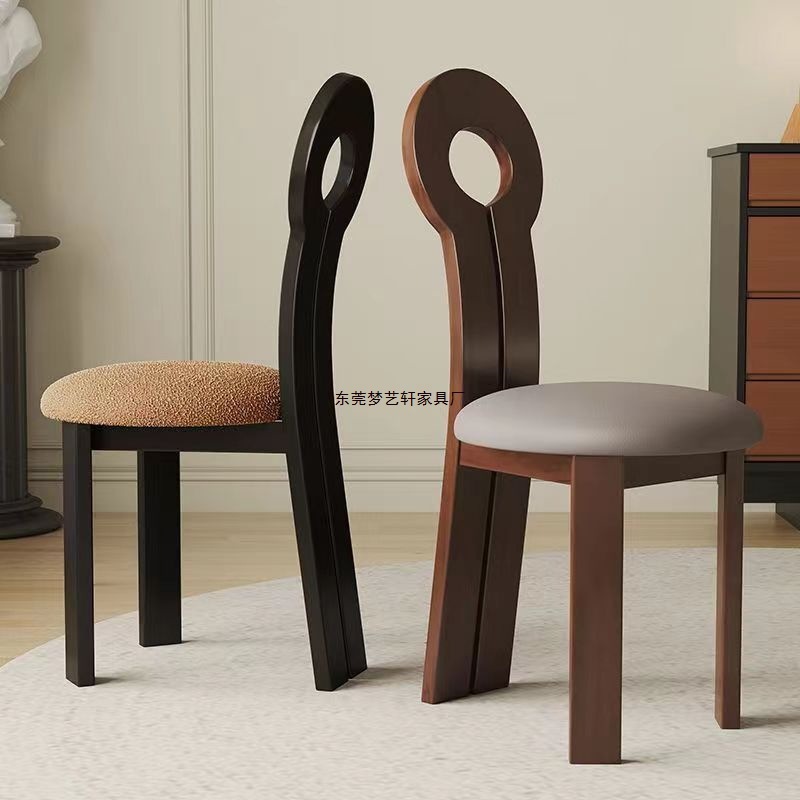 Medieval Style Solid Wood Dining Chair Home Modern Simple Solid Wood Back Chair Nordic French Art Retro Key Chair