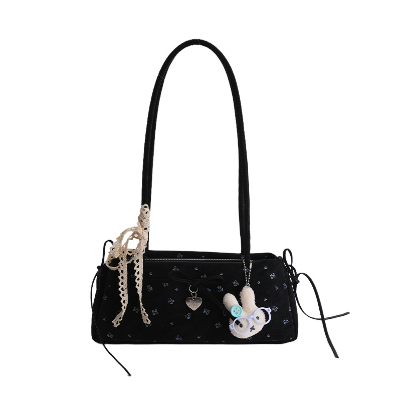 Niche Commuter Shoulder Bag Fashion Versatile Handbag 2026 New Baguette Bag For Women Printed Underarm Canvas Polka Dot Bag - Thumbnail 5