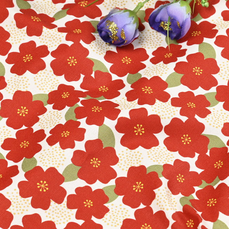 布料面料纯棉手工田园风花朵印花薄帆布全棉DIY包包口金抱枕靠垫