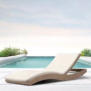 Teak Bed Swimming Pool B&B Terrace Solid Wood S-Shaped Lounge Chair Beach Garden Waterproof Sun Protection Hotel Sofa Bed