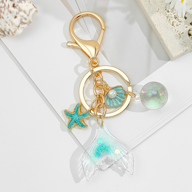 Pearl Keychain, Imitation Pearl Chain Key Ring, Mermaid Tail Key Pendant, Bag Charm, Cross-Border Exclusive Supply Pearl Keychain, Imitation Pearl Chain Key Ring, Mermaid Tail Key Pendant, Bag Charm, Cross-Border Exclusive Supply