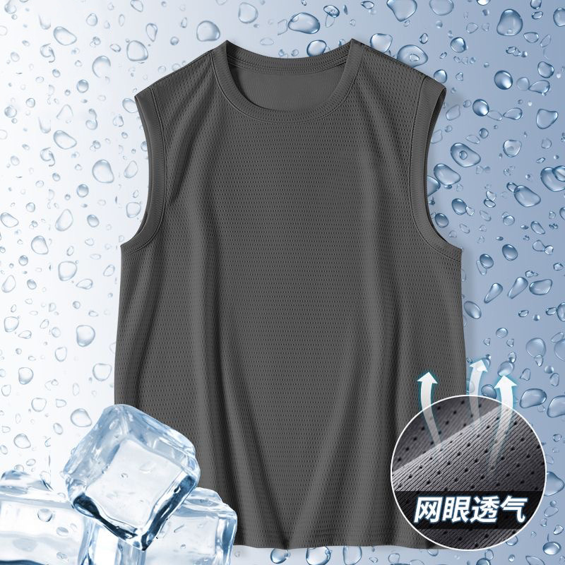 2026 chaleco de hombro de verano hombre deportivo suelto sin mangas malla transpirable camiseta de hombro de secado rápido fábrica directa