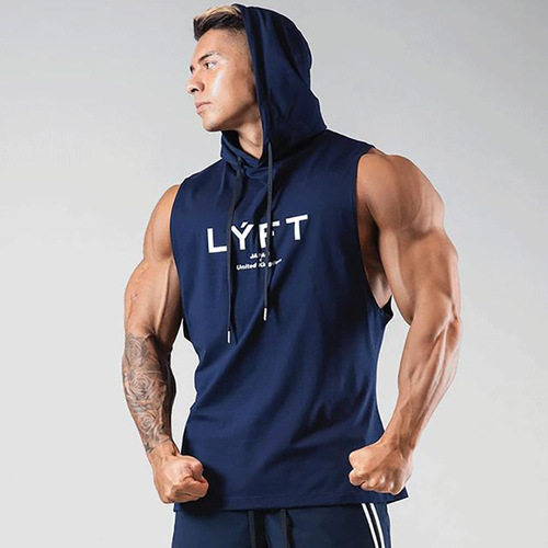 LYFT New Muscle Fitness Brothers Sports Hooded Vest Men's Loose Breathable Sleeveless Vest Basketball Training Wear