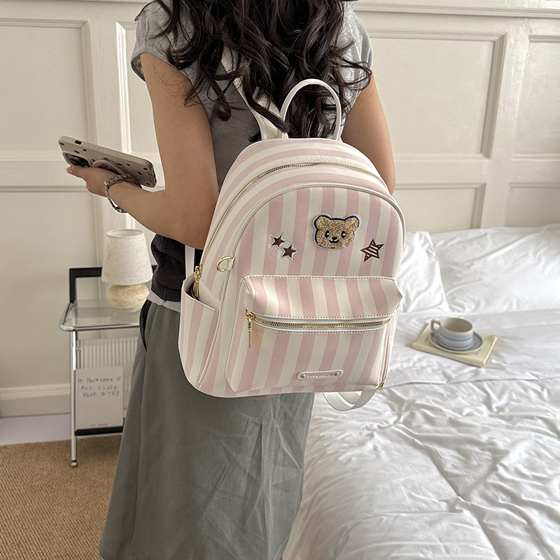 Verano fiesta mochila conejo popular lindas rayas de dibujos animados nuevos estudiantes 2026 mini mochila de mujer