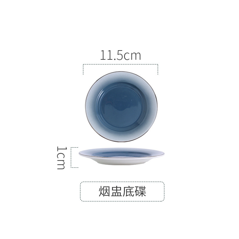 五つ星ホテル専用の高級ボーンチャイナ製色釉食器セット、グラデーショングレーと金縁の精巧な皿、ボウル、カップ|undefined