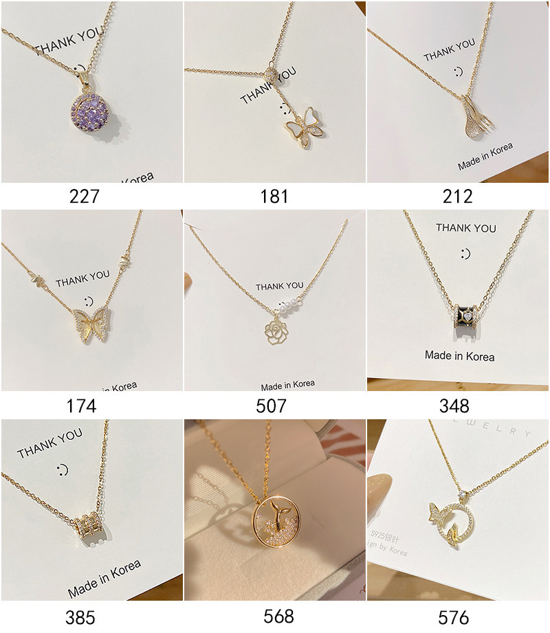 Fashion Butterfly Titanium Steel Inlay Artificial Pearls Zircon Pendant Necklace 1 Piece