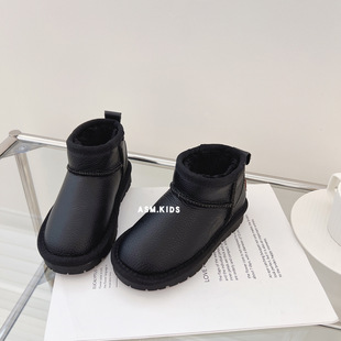 Xia Meng Children's Shoes Children's Leather Warm Snow Boots 2022 Winter Girls Low-cut Classic Cotton Boots Boys' Boots