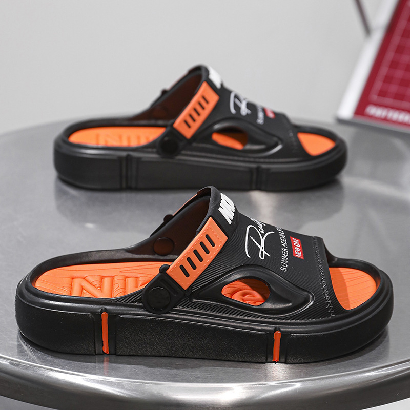 Sandalias y pantuflas de distribución transfronteriza para hombres, ropa exterior de verano, suela gruesa, sensación de mierda, sandalias de playa, tendencia, conducción de dos manos, talla grande