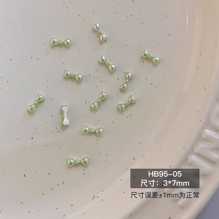 新款芭蕾风珍珠蝴蝶结饰品镶钻珍珠飘带百搭法式立体彩色领结|undefined