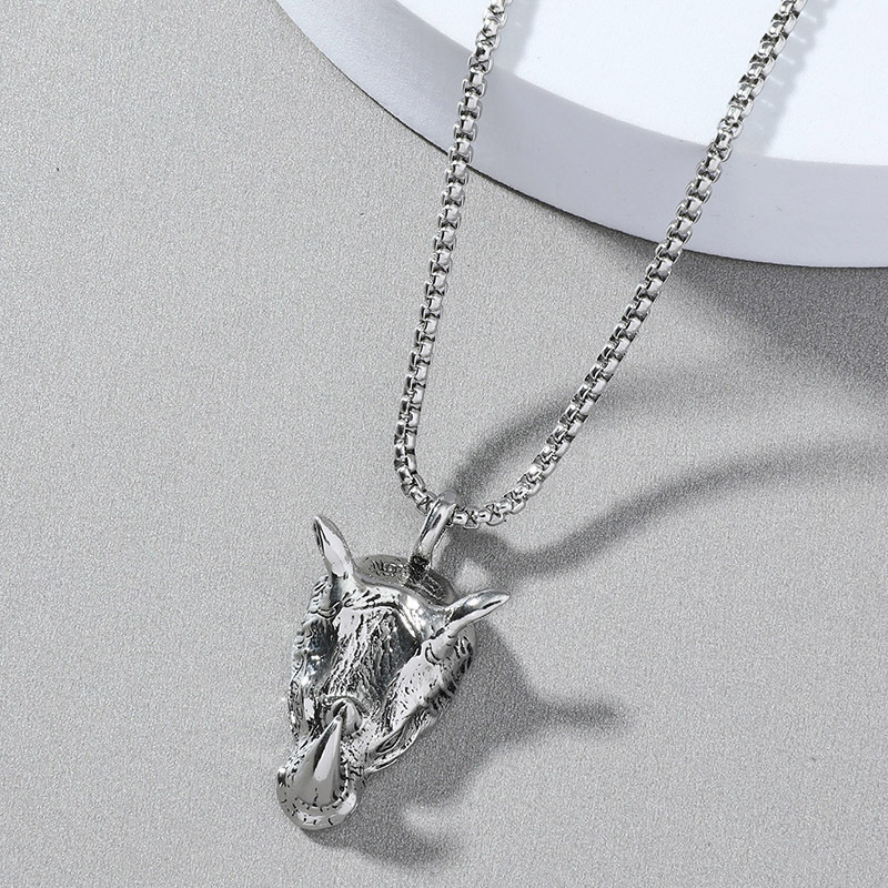 European and American Domineering Retro Leopard Bear Rhinoceros Pendant Hip Hop Punk Fashion Menu002