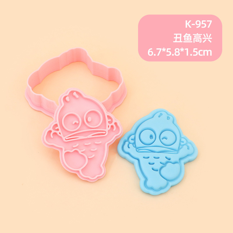 Molde de galletas de dibujos animados de pez payaso sirena Hanton herramienta de horneado de impresión de glaseado de galletas de prensa tridimensional