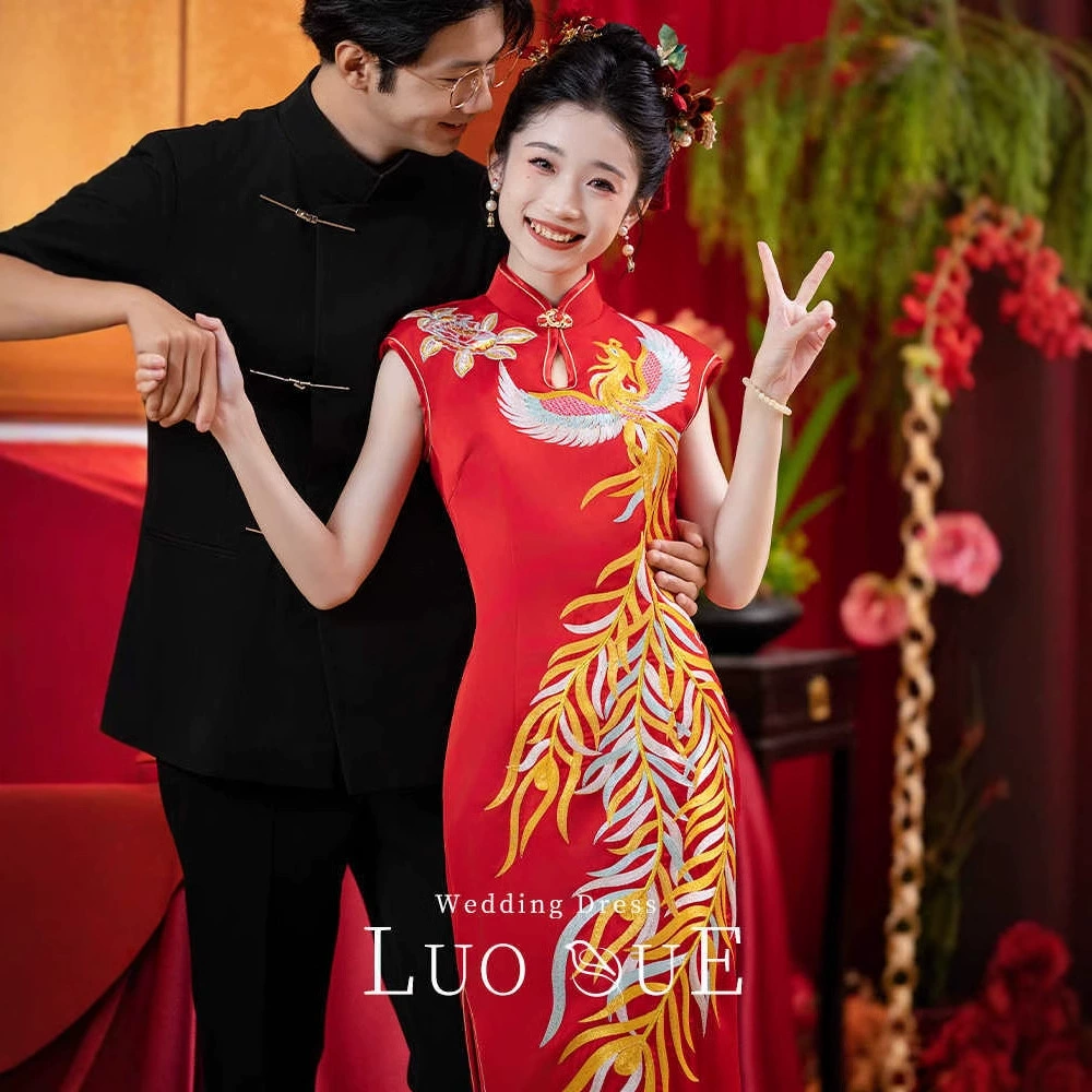 Свадебный тост Cheongsam Новый китайский шоу-костюм 2025 новый премиум чувство дракон-феникс костюм помолвка юбка
