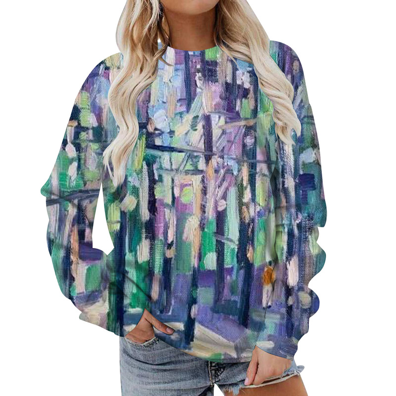 2022 New Women's Round Neck Sweatshirt Amazon Fashion Brand Women's Sweatshirt Autumn and Winter Fashion Loose Coat