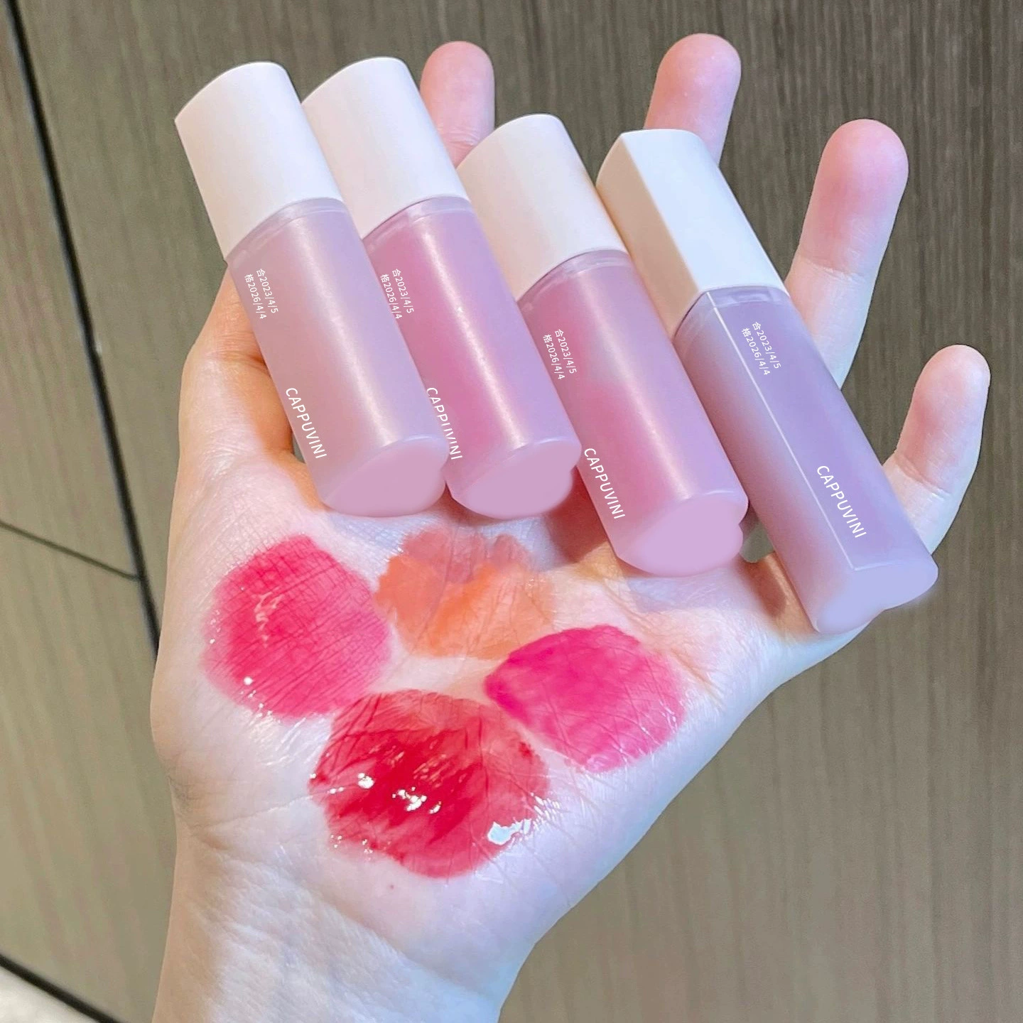 Glass lip gloss, lip balm, lipstick, mirror effect
