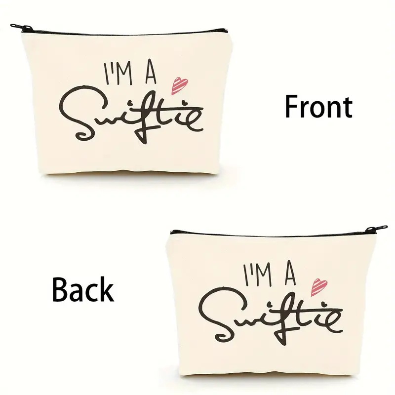 Bolsa de cosméticos de lino con estampado de doble cara, estilo europeo y americano, con cremallera para mujer, de Temu.