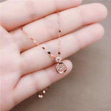 正宗新款14K俄罗斯紫金项链女彩金新款吻链灵动吊坠女玫瑰金