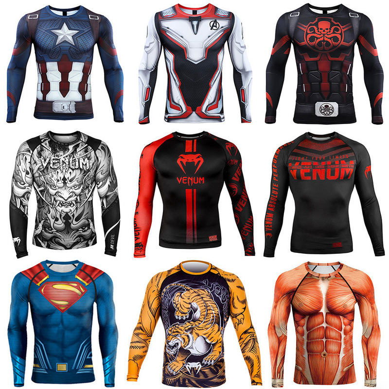 Avengers Alliance 4 Captain America Tight Clothes Around cos Fish Scale Battle Clothes Marvel Long Sleeve T-shirt