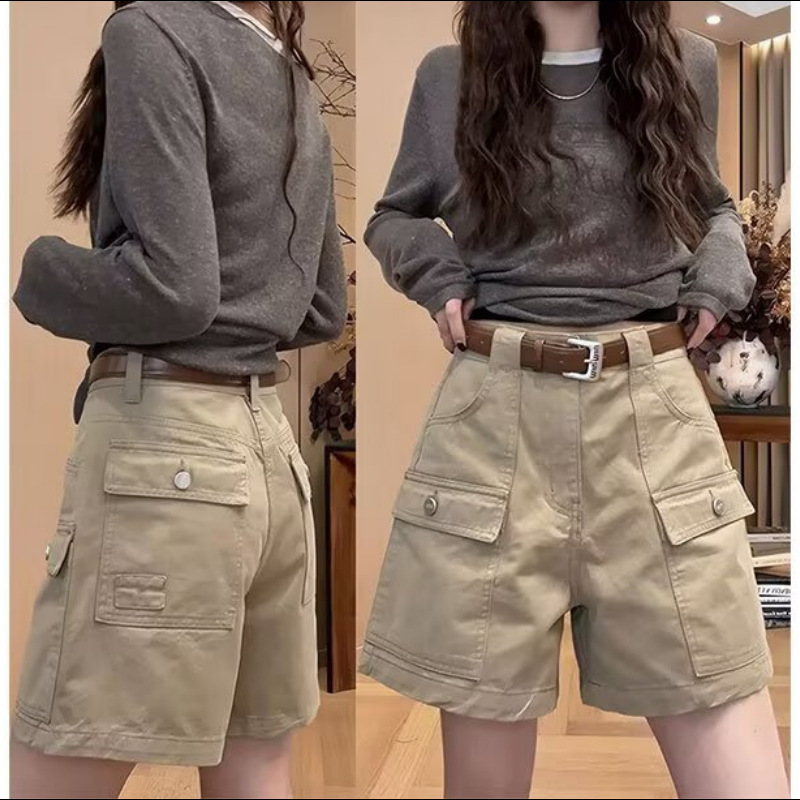 Plus-Size Women's Summer Thin Workwear Denim Shorts, Vintage American Style, High-Waisted, Slimming, Straight-Leg, Wide-Leg Hot Pants Plus-Size Women's Summer Thin Workwear Denim Shorts, Vintage American Style, High-Waisted, Slimming, Straight-Leg, Wide-Leg Hot Pants