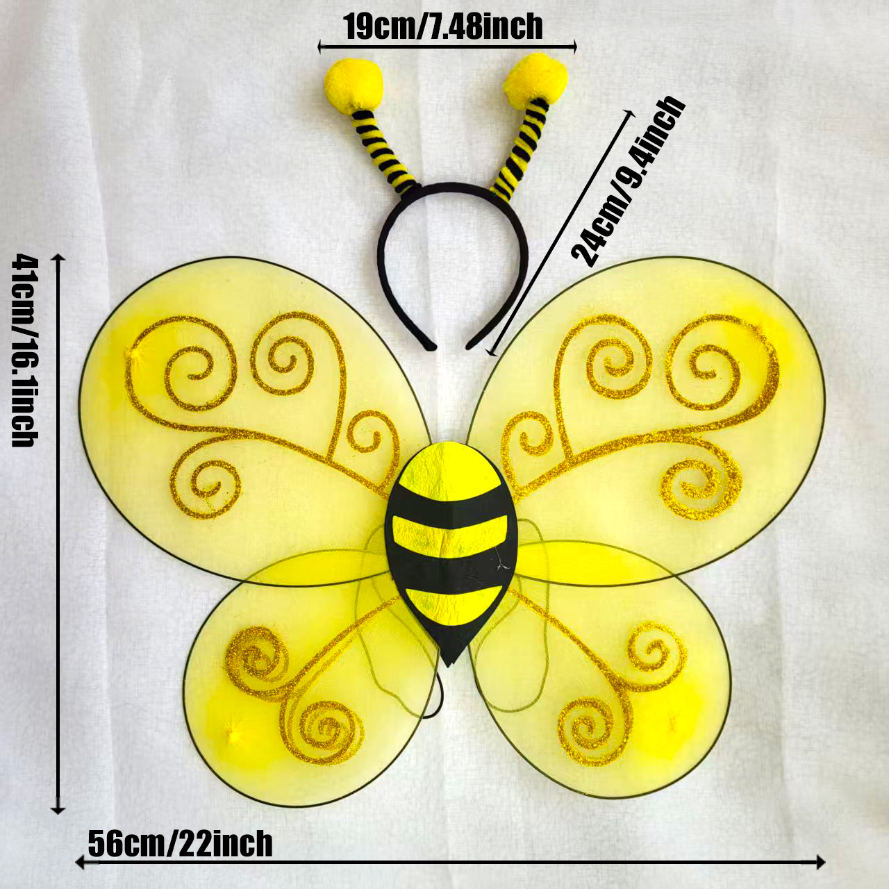 golden children's angel wings with butterfly