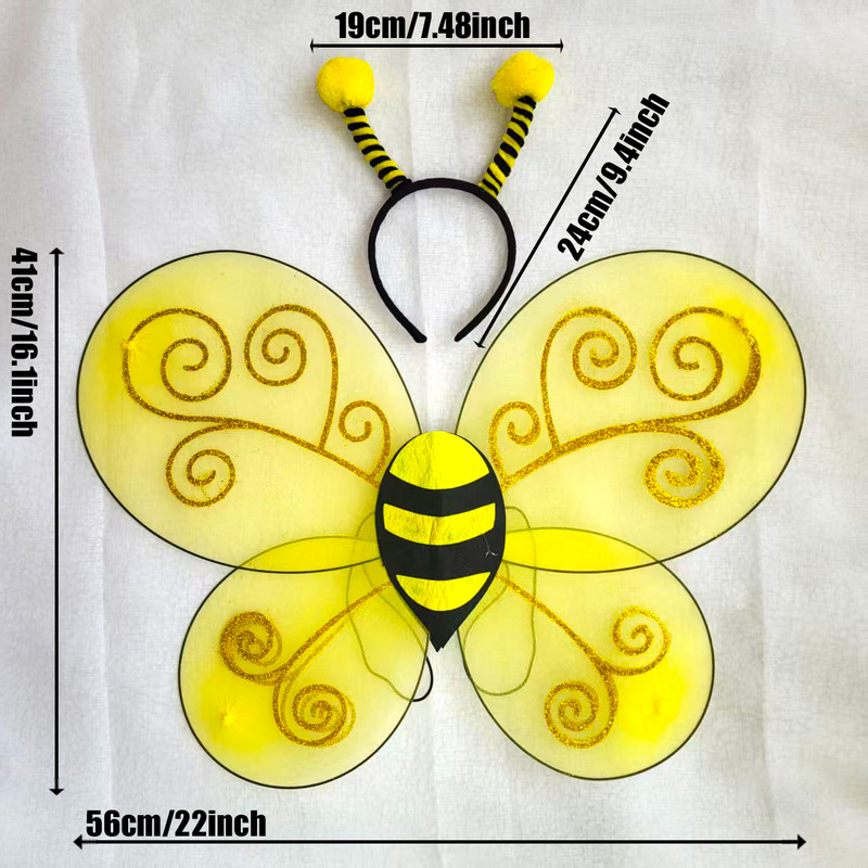 Cross-Border In-Stock Golden Butterfly Wings Angel Wings Stage Children's Festival Party Performance Prop Set Cross-Border In-Stock Golden Butterfly Wings Angel Wings Stage Children's Festival Party Performance Prop Set