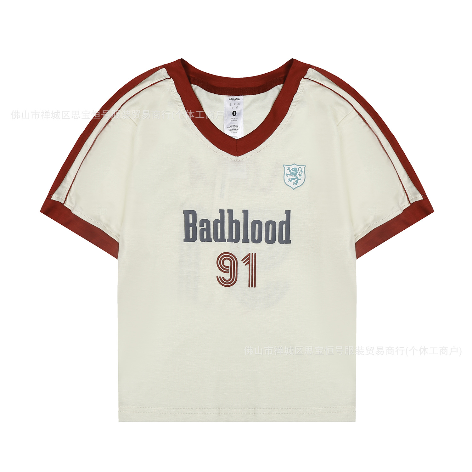 Badblood ルーズ Tシャツ レディース 夏新作 V ネック半袖ジャージ カレッジスタイル アメリカンレター刺繍トップ トレンド