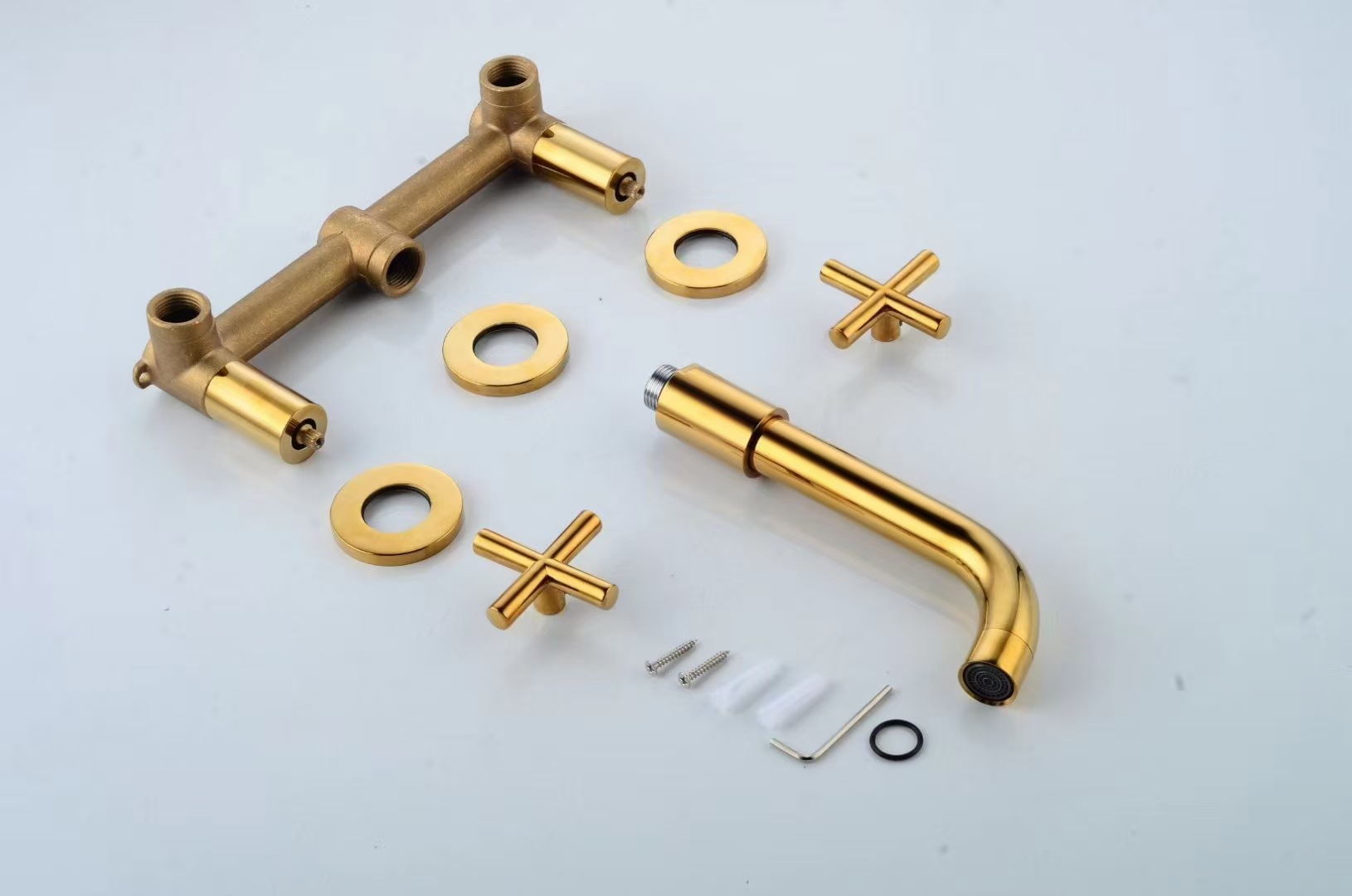 Cross-border all-copper double-handle concealed washbasin, hot and cold water faucet, hotel apartment, homestay, built-in wall-mounted faucet undefined