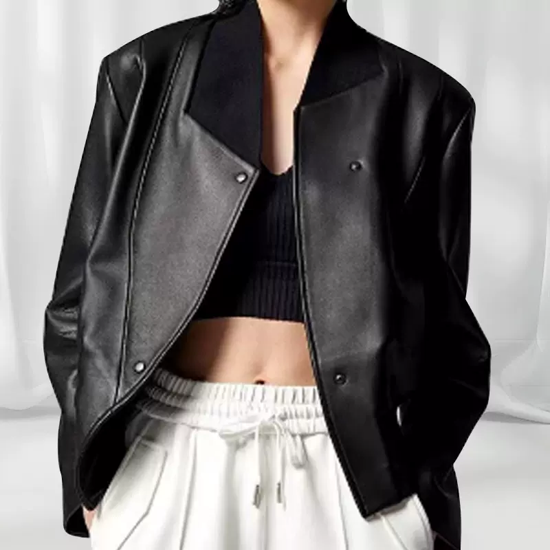 定制女士皮衣修身皮衣机车女无领薄款春秋款皮衣批发