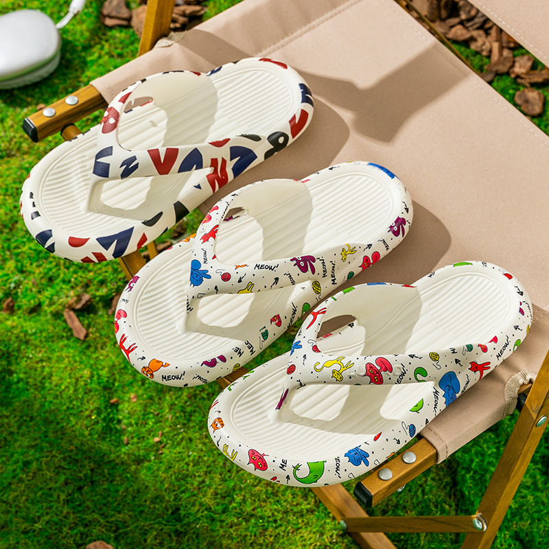 Flip-flops women's summer wear eva material stepped on excrement feeling thick bottom deodorant home fashion non-slip beach slippers men's