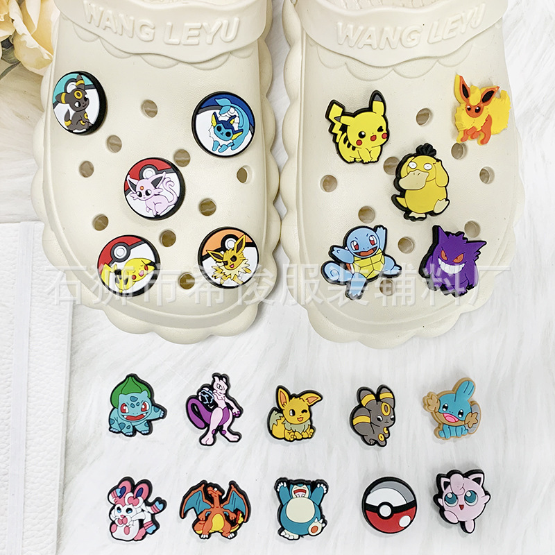 Pokémon Shoes Flower Hole Shoes Flower Pvc Soft Rubber Shoe Buckle Hole Shoe DIY Shoe Accessories Pokemon Shoe Buckle